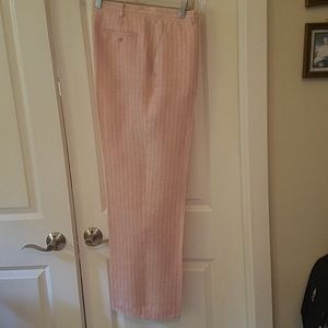 Italian linen slacks pink with vertical white stri